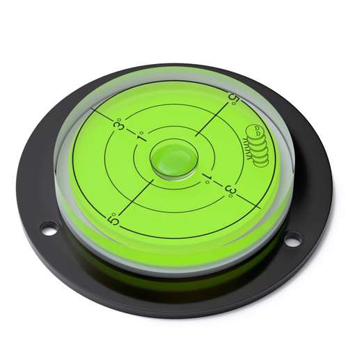 Acrylic, Flanged, Large Spirit Bubble Level, 80mm Diameter - Green