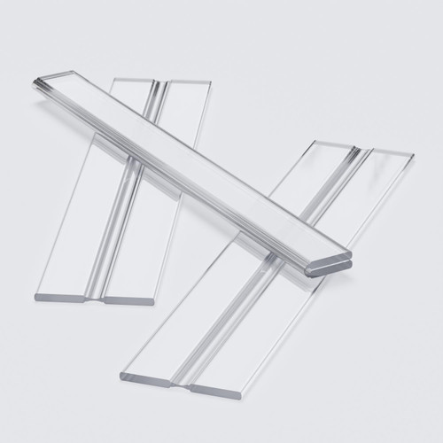 3x Clear 200mm Acrylic Low Profile Flexible Living Hinges, Continuous