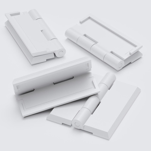 4x White Acrylic Piano Hinges, 45mm