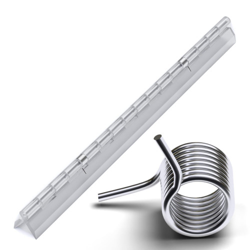 Clear Acrylic Spring Piano Hinge 300mm x 45mm, Continuous, with 2 Springs