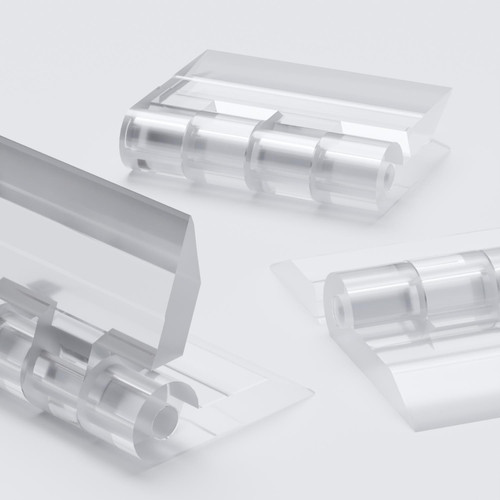 10x Clear Acrylic Piano Hinges 25mm x 32mm, Continuous Plastic Hinges
