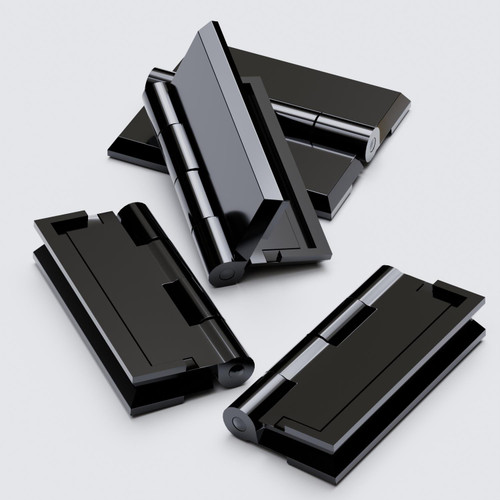 4x Black Acrylic Piano Hinges 45mm x 38mm, Continuous Plastic Hinges