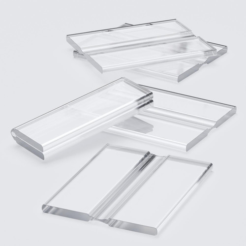 5x Clear 50mm Acrylic Low Profile Flexible Living Hinges, Continuous