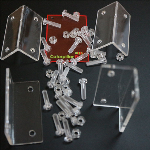 4 x Angled L Brackets, Polished Clear Acrylic + 20x M5 Bolts - (Right Angle Bracket)