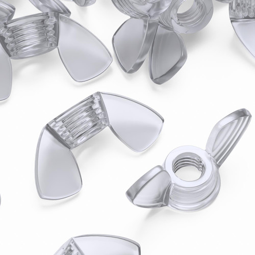 50x Clear Acrylic Plastic Butterfly Wing Nuts M6, Thumb Nuts