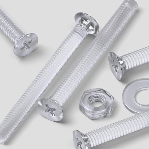 50x Clear Acrylic, Countersunk Cross Head, M2 x 20mm, Plastic, Bolts, Nuts & Washers - Screws