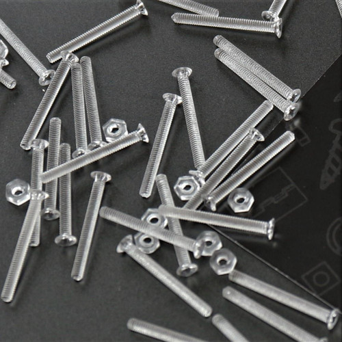 50x Clear Acrylic, Countersunk Cross Head, M2 x 20mm, Plastic, Bolts, Nuts & Washers - Screws