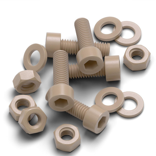 5x Natural PEEK Socket Head Screws & Bolts M6 x 20mm, Nuts & Washers
