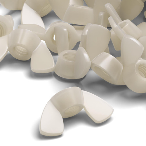 50x Natural Nylon Plastic Butterfly Wing Nuts M6, Thumb Nuts