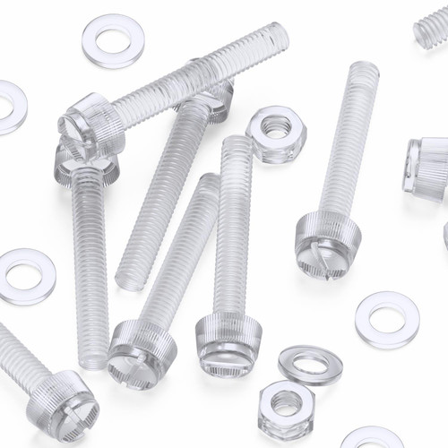 20x Clear Acrylic Slotted Knurled Thumbscrews M6 x 40 mm