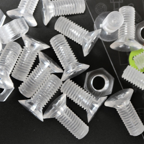 25x Clear Acrylic, Countersunk Cross Head, M8 x 20mm, Plastic, Bolts, Nuts & Washers - Screws