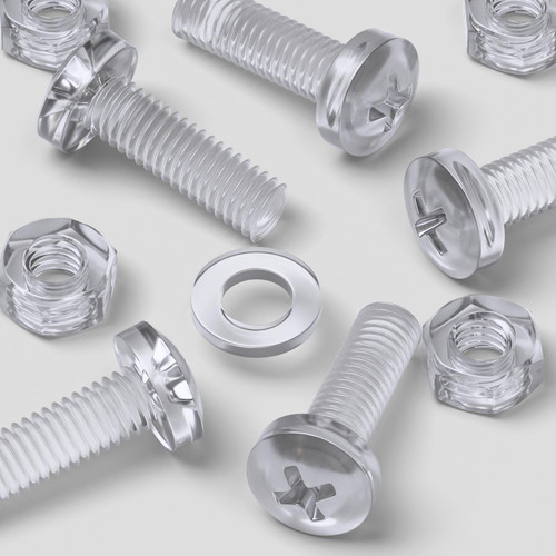 60x Clear Acrylic Pan Head Plastic Screws & Bolts M6 x 20mm, Nuts & Washers
