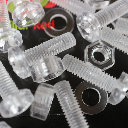 60x Clear Acrylic, Pan Head, M6 x 20mm, Plastic Bolts, Nuts & Washers - Screws