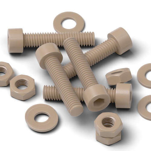 5x Natural PEEK Socket Head Screws & Bolts M4 x 20 mm, Nuts & Washers