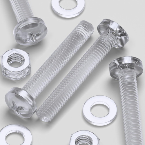 60x Clear Acrylic Pan Head Plastic Screws & Bolts M6 x 40 mm, Nuts & Washers
