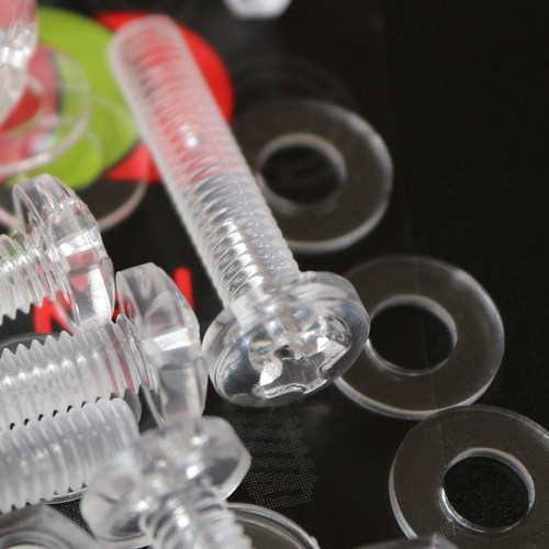 20x Clear Acrylic, Pan Head, M4 x 20mm, Plastic Bolts, Nuts & Washers - Screws