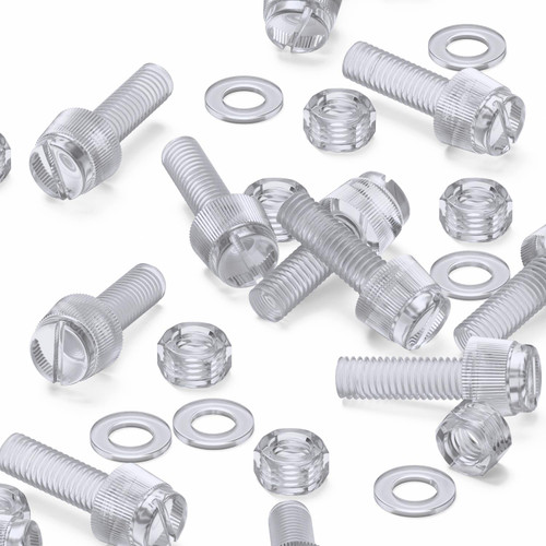 20x Clear Acrylic Slotted Knurled Thumbscrews M5 x 16 mm