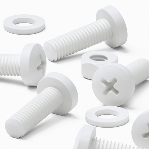 50x White, Pan Cross Head, (PP), M6 x 20mm, Plastic Bolts, Nuts & Washers -Screws