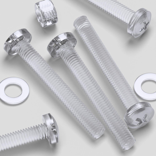 60x Clear Acrylic Pan Head Plastic Screws & Bolts M5 x 40mm, Nuts & Washers