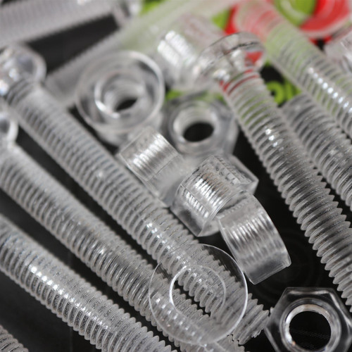 60x Clear Acrylic, Pan Head, M5 x 40mm, Plastic Bolts, Nuts & Washers - Screws