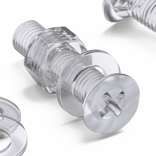 50x Clear Acrylic Countersunk Screws & Bolts M5 x 20 mm, Nuts & Washers