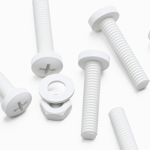 50x White, Pan Cross Head, (PP), M4 x 20mm, Plastic Bolts, Nuts & Washers -Screws