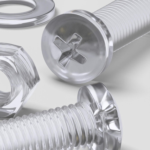 20x Clear Acrylic, Pan Head, M12 x 40mm, Plastic Bolts, Nuts & Washers - Screws