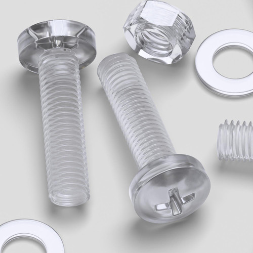 20x Clear Acrylic Pan Head Cross Screws & Bolts M10 x 40mm, Nuts & Washers