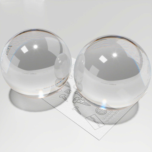 2x 40mm Clear Acrylic Spheres, Solid Polished Balls + Storage Pouch