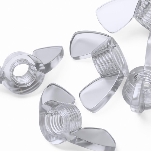 20x Clear Acrylic Plastic Butterfly Wing Nuts M8, Thumb Nuts