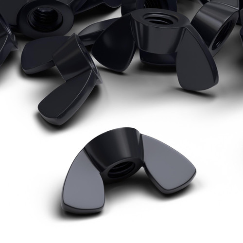 20x Black Nylon Plastic Butterfly Wing Nuts M8, Thumb Nuts