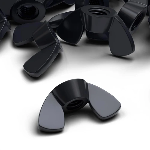 20x Black Nylon Plastic Butterfly Wing Nuts M8, Thumb Nuts