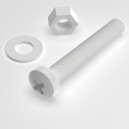 20x White Pan Head, (PP), M3 x 20mm, Plastic Bolts, Nuts & Washers - Screws 20x White Pan Head, (PP), M3 x 20mm, Plastic Bolts, Nuts & Washers - Screws
