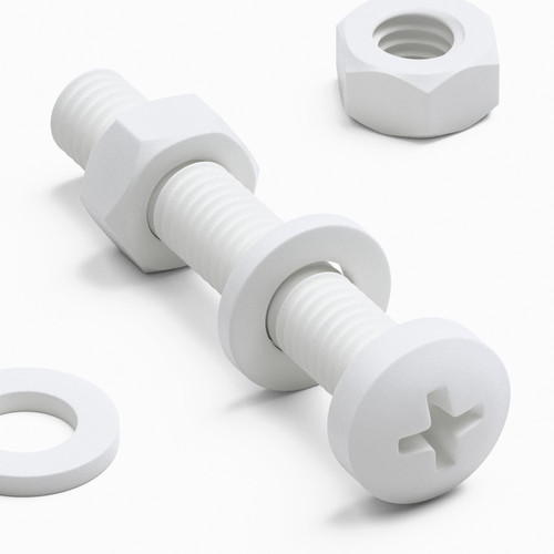 20x White PP Pan Head Plastic Screws & Bolts M6 x 40mm, Nuts & Washers
