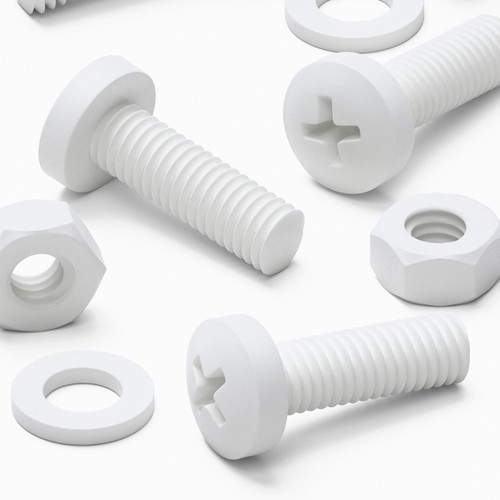 20x White PP Pan Head Plastic Screws & Bolts M6 x 20 mm, Nuts & Washers