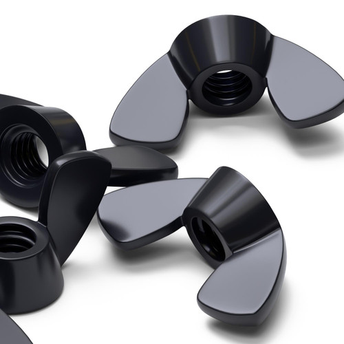 20x Black Nylon Plastic Butterfly Wing Nuts M6, Thumb Nuts