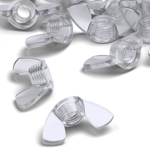 20x Clear Acrylic Plastic Butterfly Wing Nuts M5, Thumb Nuts