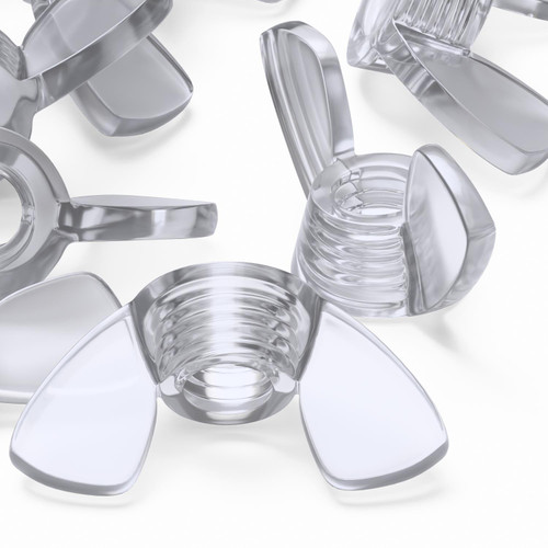 20x Clear, Plastic, Acrylic M6 Butterfly, Wing Nuts
