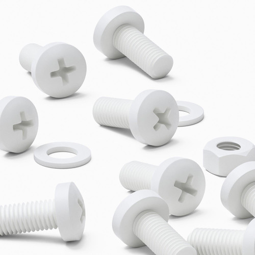 20x White PP Pan Head Plastic Screws & Bolts M8 x 20mm, Nuts & Washers