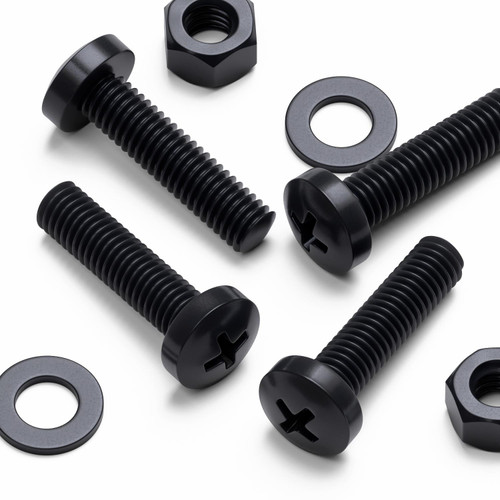 20x Black PP Pan Head Plastic Screws & Bolts M5 x 20 mm, Nuts & Washers