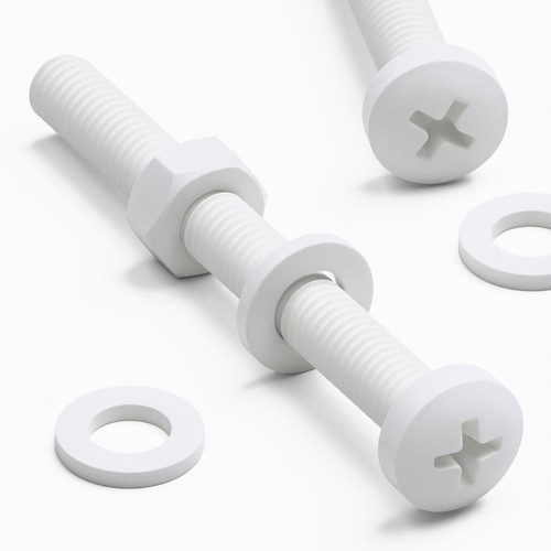20x White PP Pan Head Plastic Screws & Bolts M6 x 60mm, Nuts & Washers
