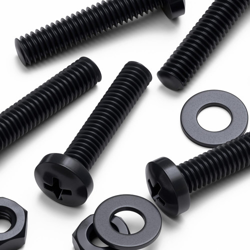 20x Black PP Pan Head Plastic Screws & Bolts M4 x 20 mm, Nuts & Washers