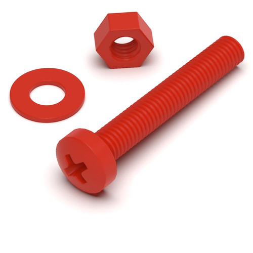 20x Red PP Pan Head Cross Plastic Screws & Bolts M3 x 20mm, Nuts & Washers