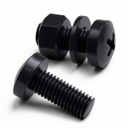 20x Black PP Pan Head Plastic Screws & Bolts M8 x 20 mm, Nuts & Washers