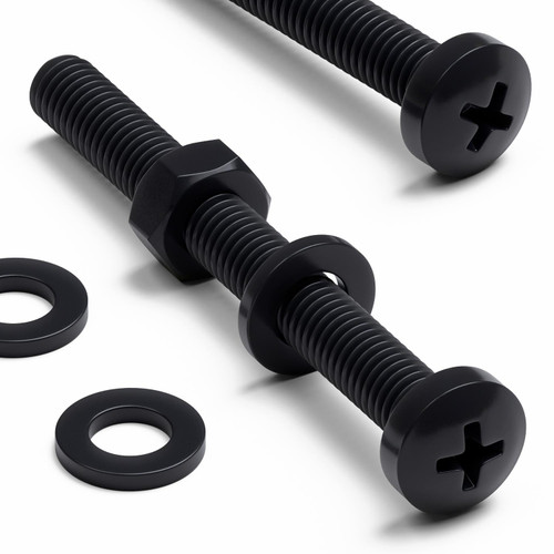 20x Black PP Pan Head Plastic Screws & Bolts M6 x 60 mm, Nuts & Washers