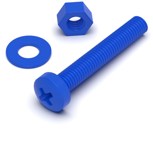 20x Blue Pan Head, (PP), M3 x 20 mm, Plastic Bolts, Nuts & Washers - Screws