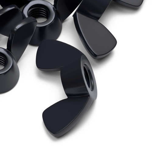 20x Black Nylon Plastic Butterfly Wing Nuts M5, Thumb Nuts