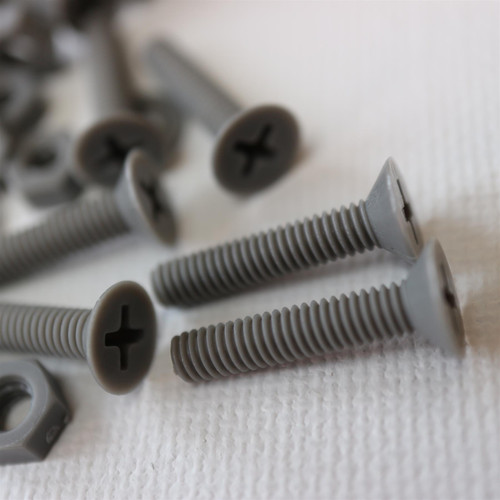 20x Grey, Countersunk Cross Head, (PP), M4 x 20mm, Plastic Bolts, Nuts & Washers - Screws