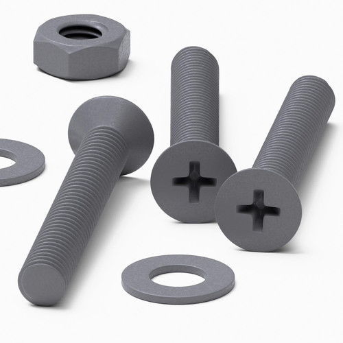20x Grey PP Countersunk Plastic Screws & Bolts M3 x 20 mm, Nuts & Washers