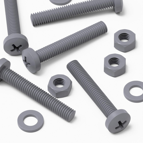 20x Grey PP Pan Head Cross Plastic Screws & Bolts M6 x 40mm, Nuts & Washers
